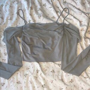 Elegant Gray Off-Shoulder Women's Top